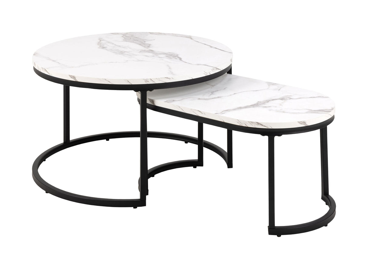 Spiro Coffee table set, Table tops in white Granada armor-look melamine