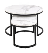 Spiro Coffee table set, Table tops in white Granada armor-look melamine