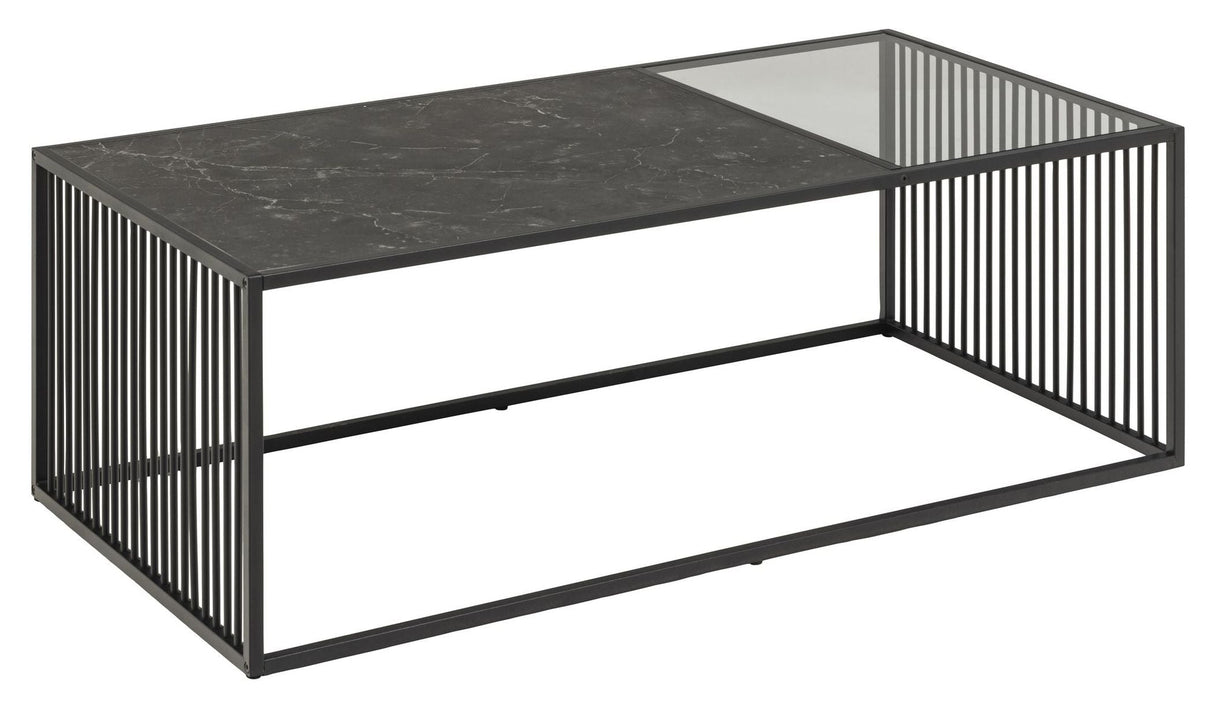 Strington Coffee Table, Black MDF/glass, 120x60