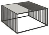 Strington Coffee Table, Black MDF/Glass, 80x80