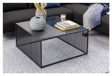 Strington Coffee Table, Black MDF/Glass, 80x80