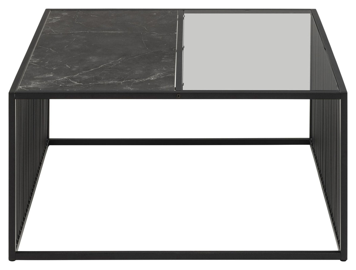 Strington Coffee Table, Black MDF/Glass, 80x80