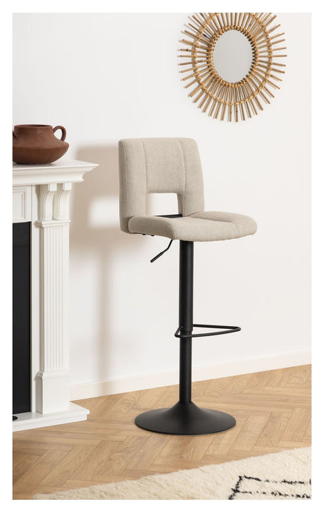 Sylvia Barstool with swivel function and gas lift, Beige fabric