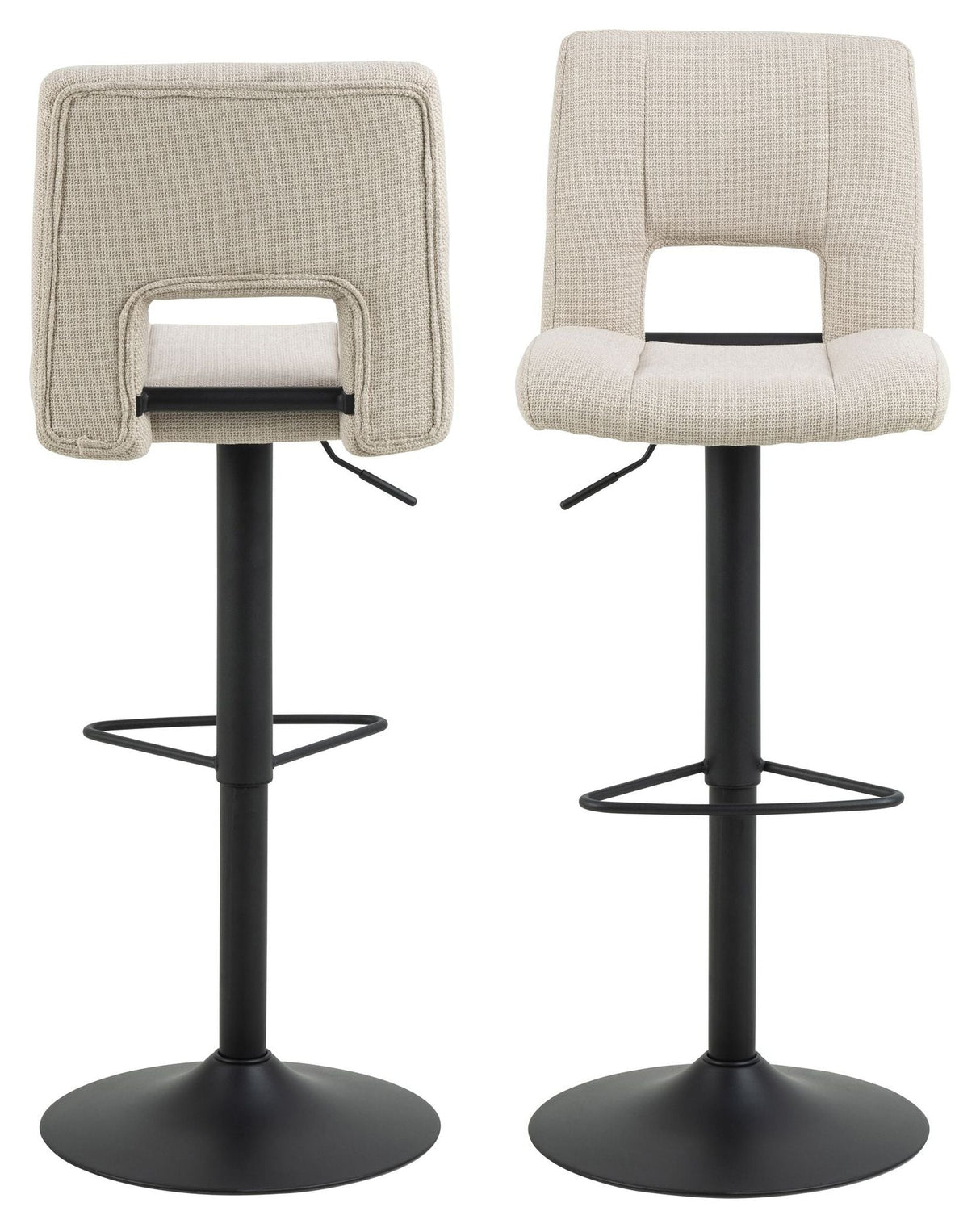 Sylvia Barstool with swivel function and gas lift, Beige fabric