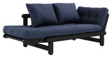 Beat Sofa bed, Black lacquered, Pine/Navy Petroleum Blue