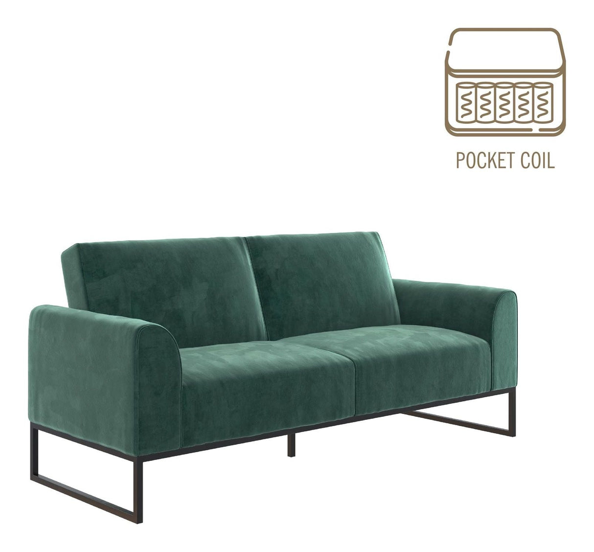 Adley Coil Sofa bed, Green