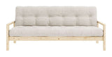 Knob Sofa bed, lacquered pine, Ivory velvet