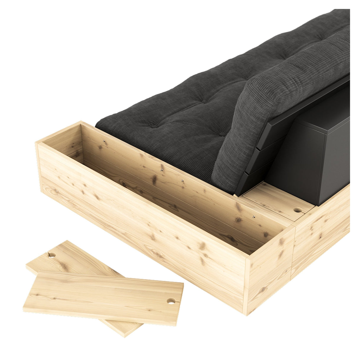 Base Sofa bed with Sideboxes, Linen/black