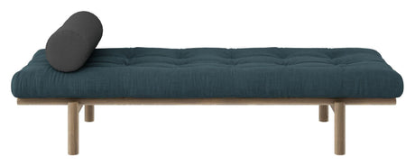 Next Daybed Sofa bed, Brown lacquered pine, Pale Blue velvet