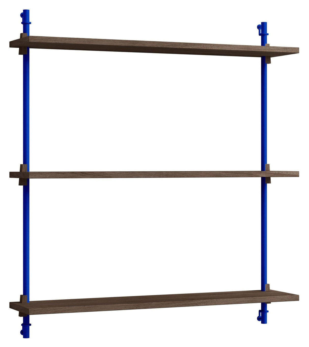 Wall Shelving, 1 bay, 3 shelves, H:85, Smoked Oak/Blue