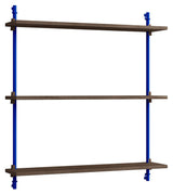 Wall Shelving, 1 bay, 3 shelves, H:85, Smoked Oak/Blue