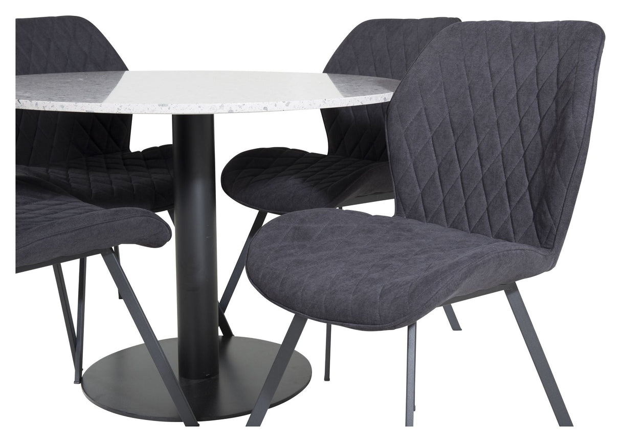 Razzia Dining Table Ø106, w. 4 Gemma Chairs, Black