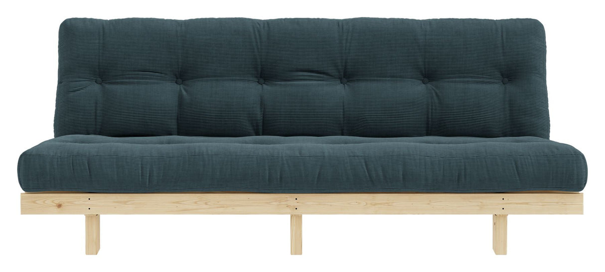 Lean Sofa Bed, Pine/Light Petroleum Blue Velvet