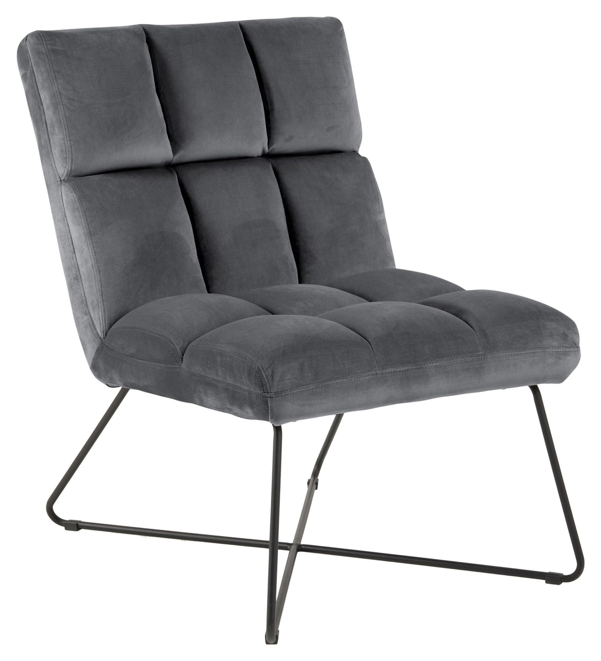 Alba Lounge Chair, Dark Gray Velvet/Matte Black