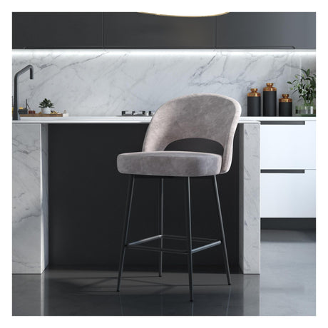 Alexi barstool, Light gray velvet