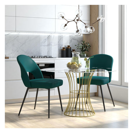 Alexi Dining Chair Padded Green Velvet