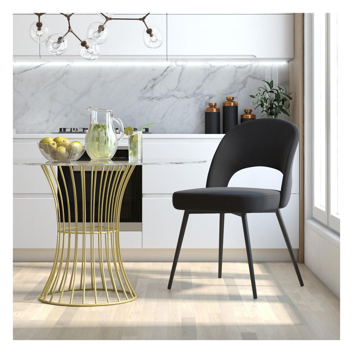 Alexi Dining Chair Padded Black Velvet