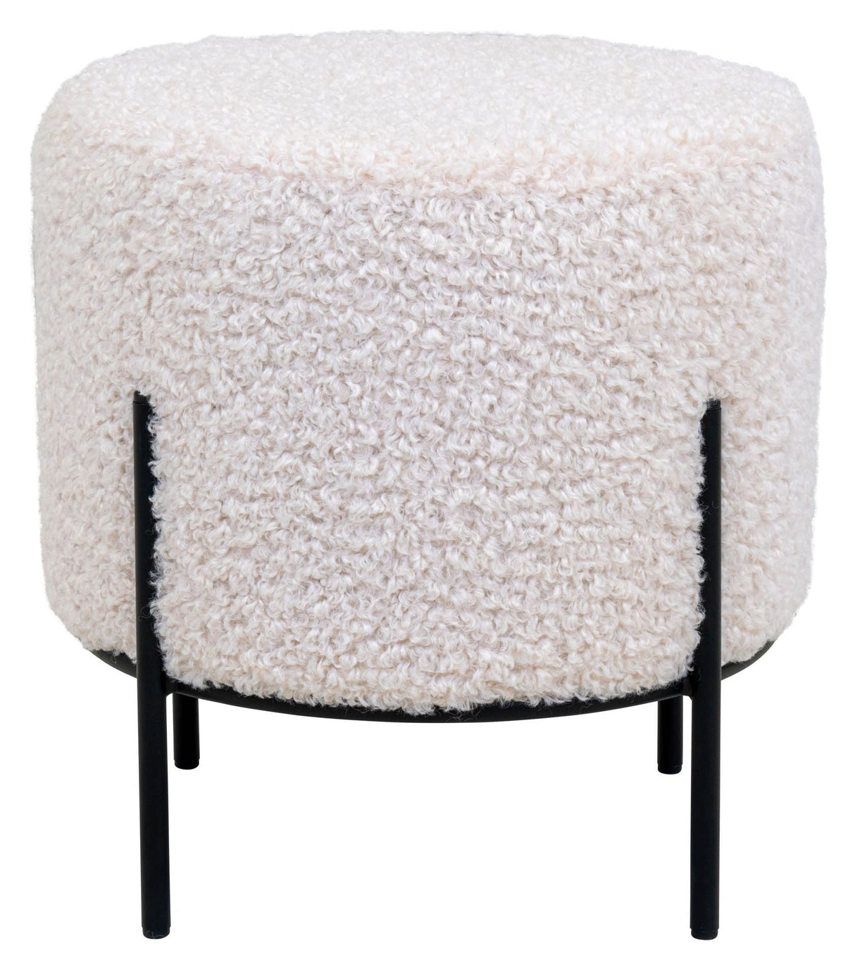 Alford Pouf w. Artificial Lambskin, White, Ø35