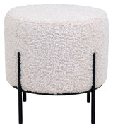 Alford Pouf w. Artificial Lambskin, White, Ø35