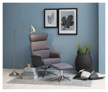 Alura Recliner with footstool, Dark gray