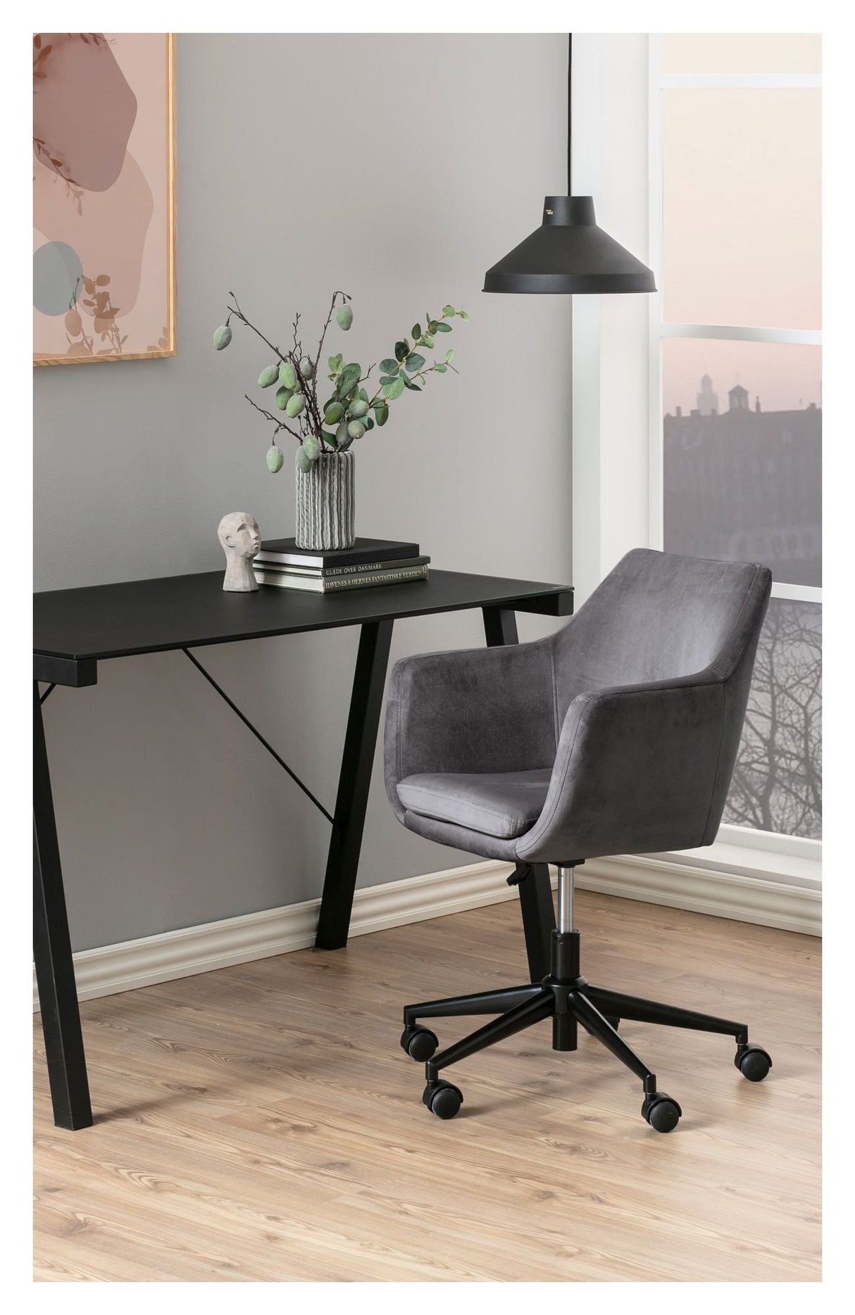 Amada Office Chair, Dark Gray Velvet