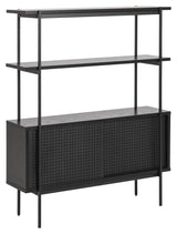 Angus Shelf w. cupboard, H113,8, Black melamine