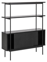 Angus Shelf w. cupboard, H113,8, Black melamine