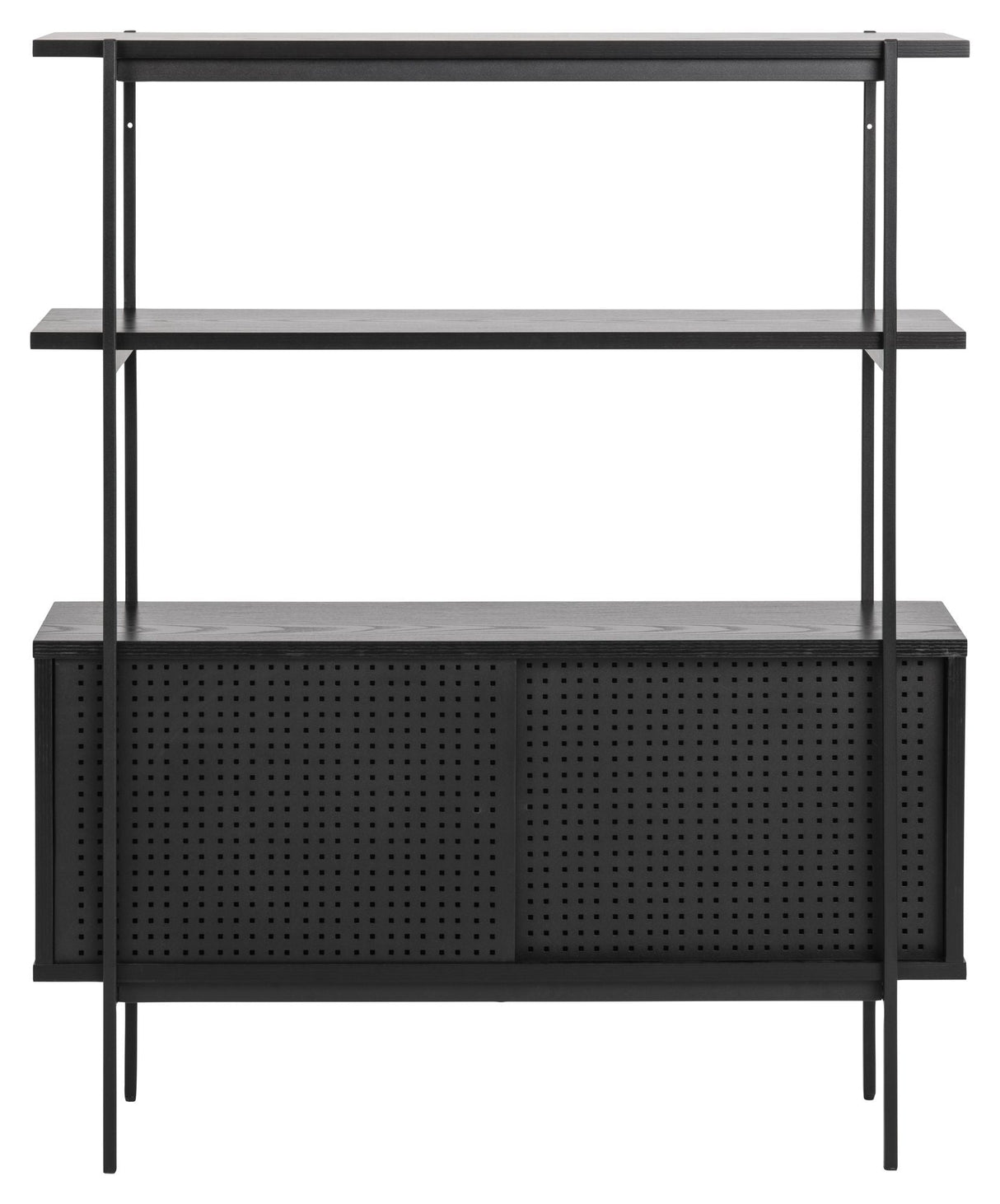 Angus Shelf w. cupboard, H113,8, Black melamine