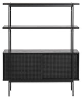 Angus Shelf w. cupboard, H113,8, Black melamine