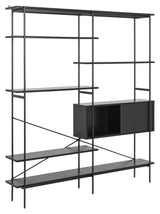 Angus Shelf w. 5 shelves/cupboard, H188xB172, Black melamine/metal