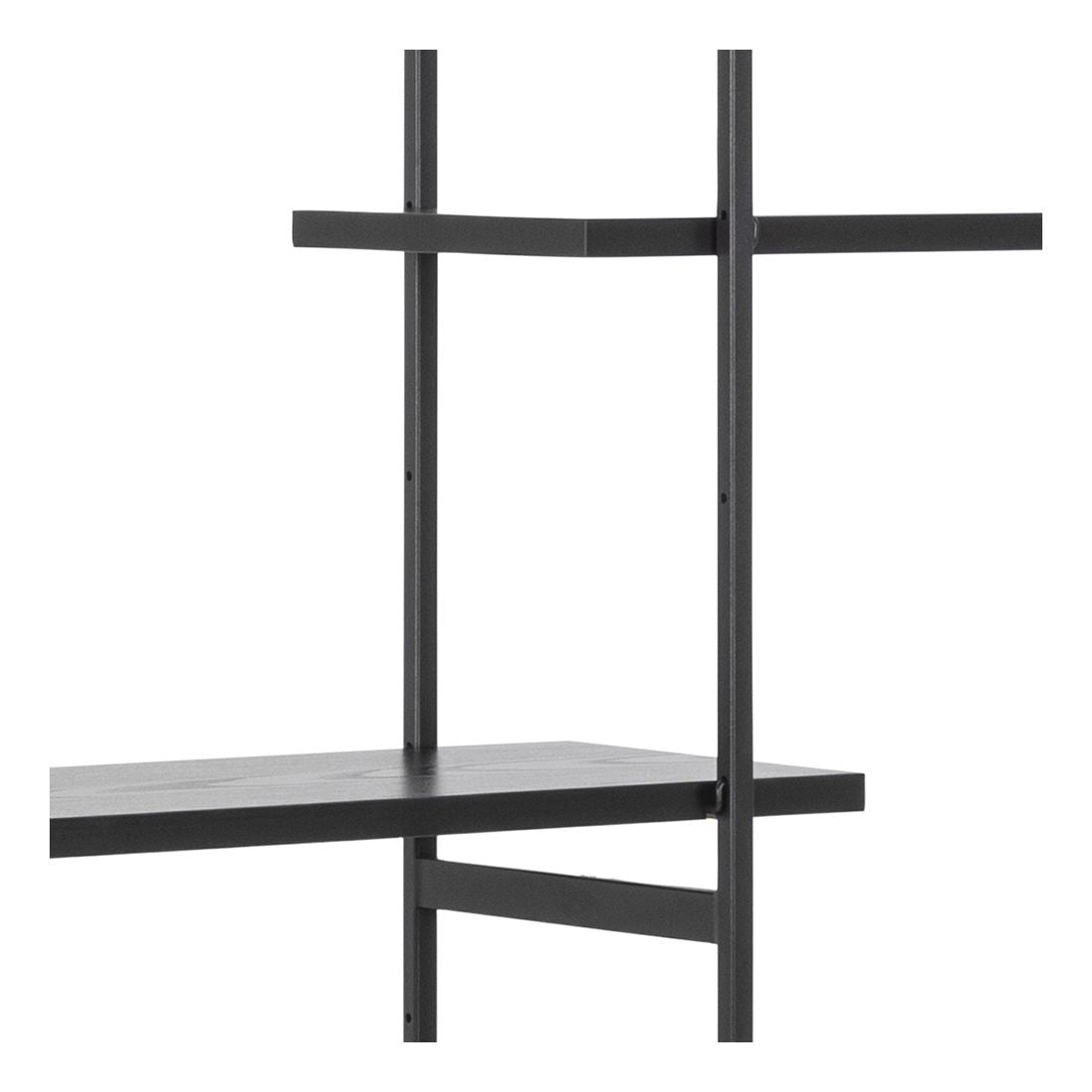 Angus Shelf w. 5 shelves/cupboard, H188xB172, Black melamine/metal