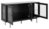 Angus Sideboard with glass doors, B140, Black melamine