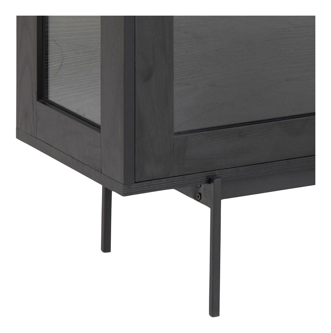 Angus Sideboard with glass doors, B140, Black melamine