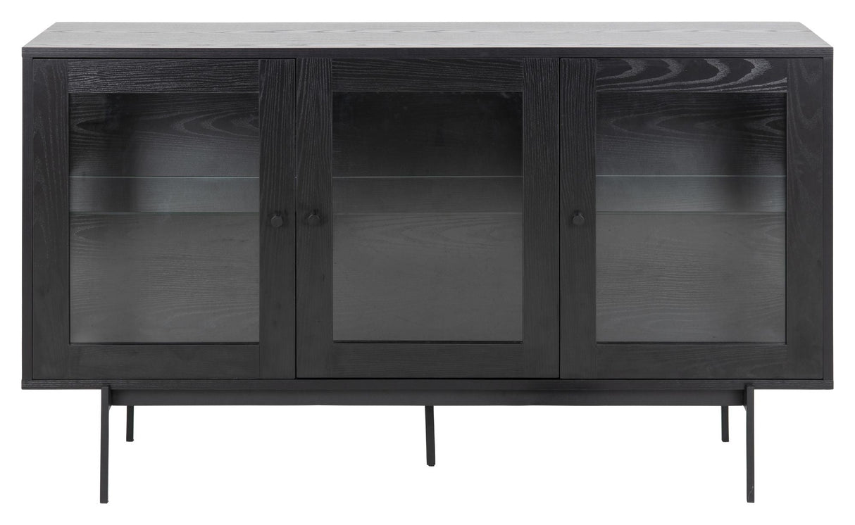 Angus Sideboard with glass doors, B140, Black melamine