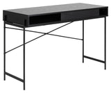 Angus Desk with sliding door, Black melamine