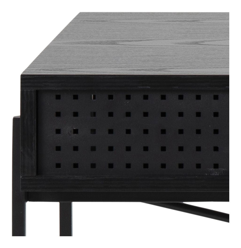 Angus Desk with sliding door, Black melamine