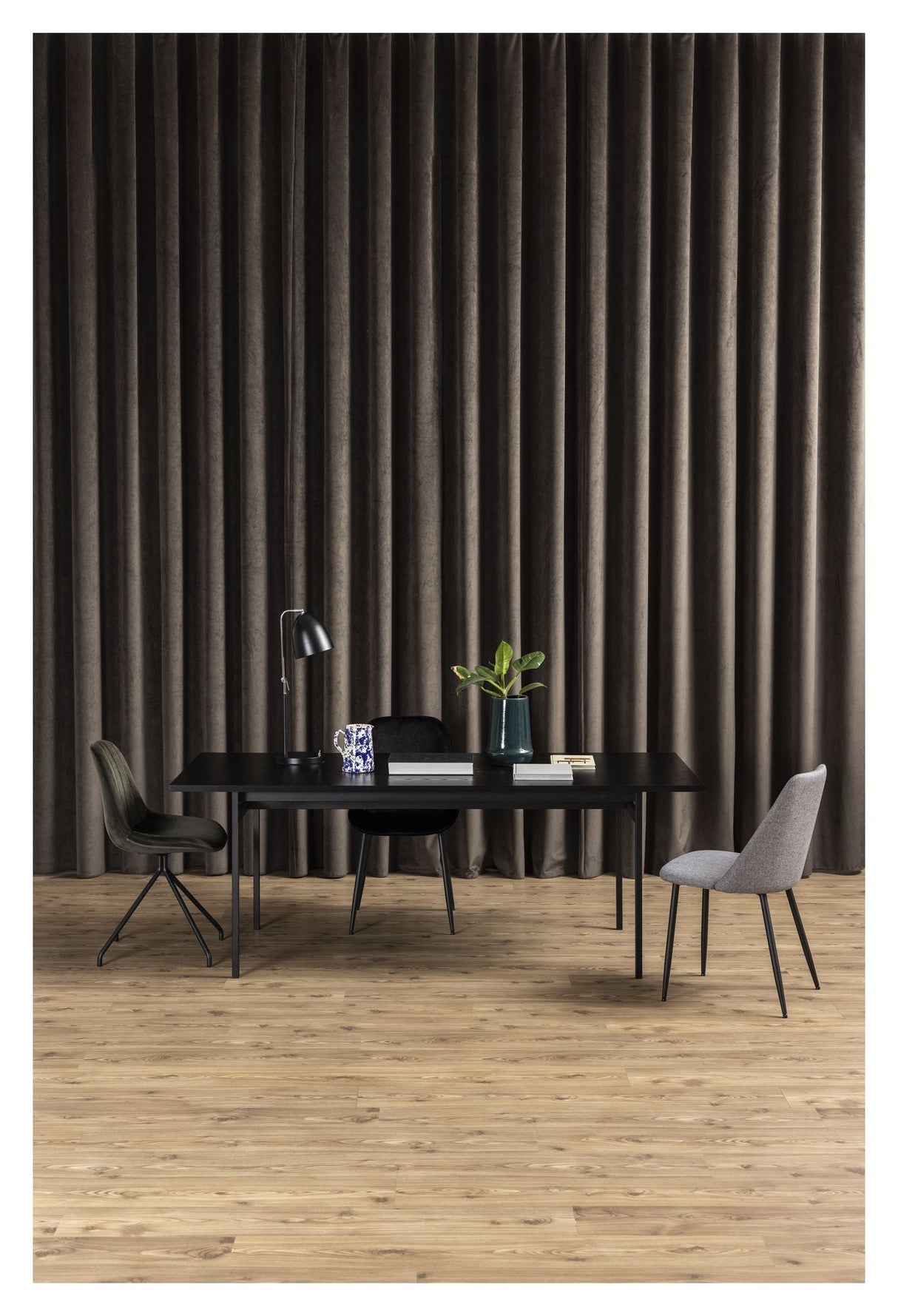 Angus Dining table, 200x90, Black melamine