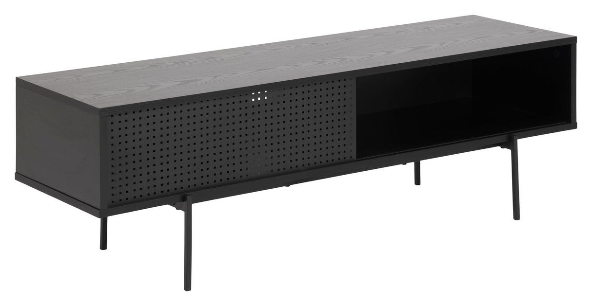 Angus Tvbord w. sliding door, Melamine ash black