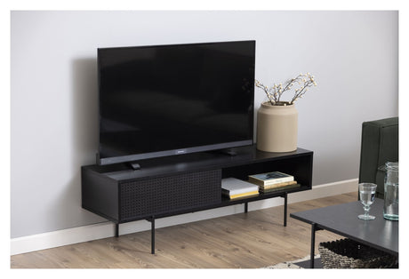 Angus Tvbord w. sliding door, Melamine ash black