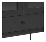 Angus Vitrine cabinet with 2 glass doors/1 drawer, Black melamine/matte black