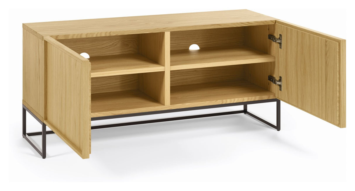 Taiana TV table with 2 doors - Oak veneer