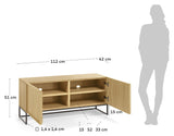 Taiana TV table with 2 doors - Oak veneer