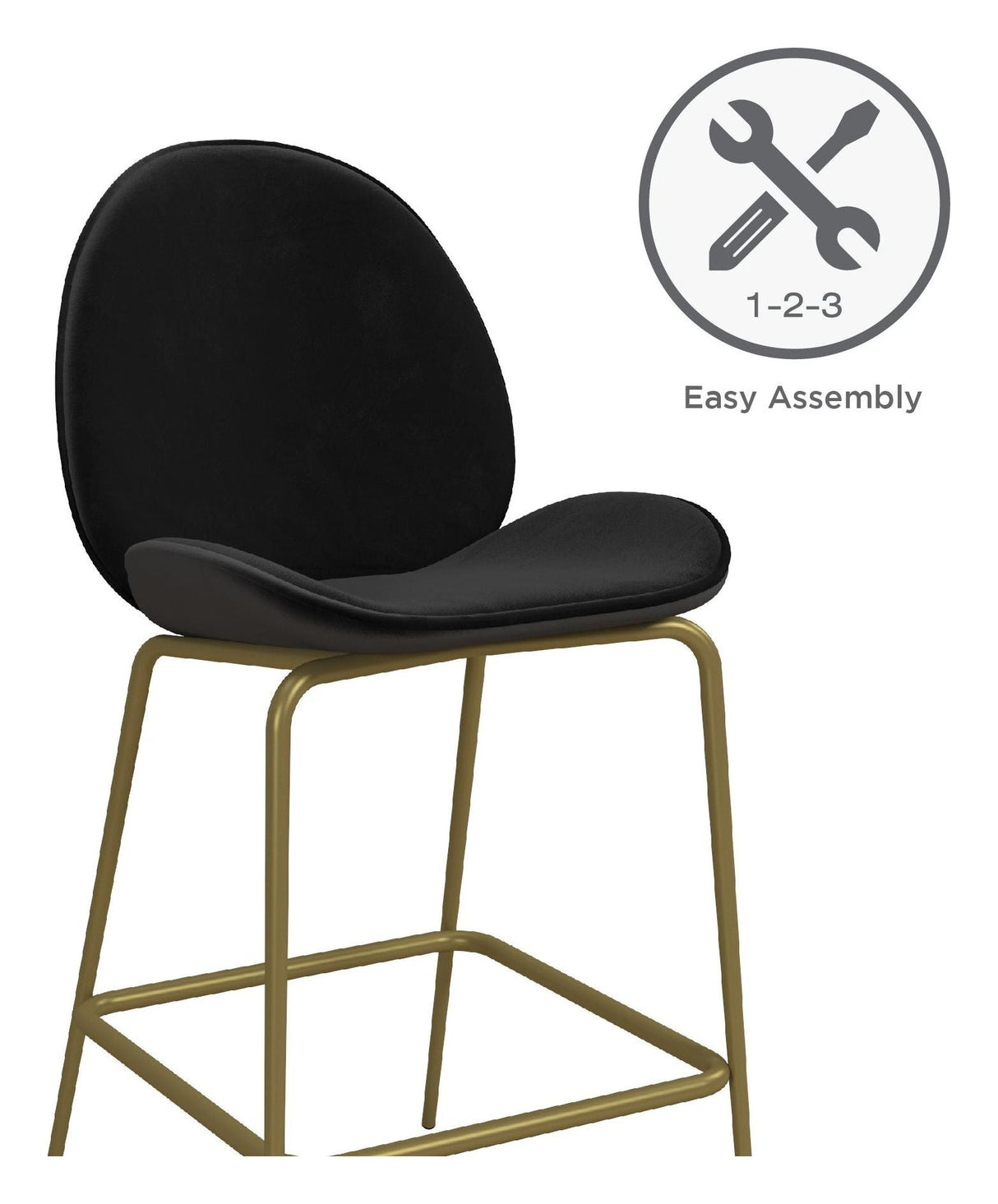 Astor Counterchair, upholstered, Black velvet