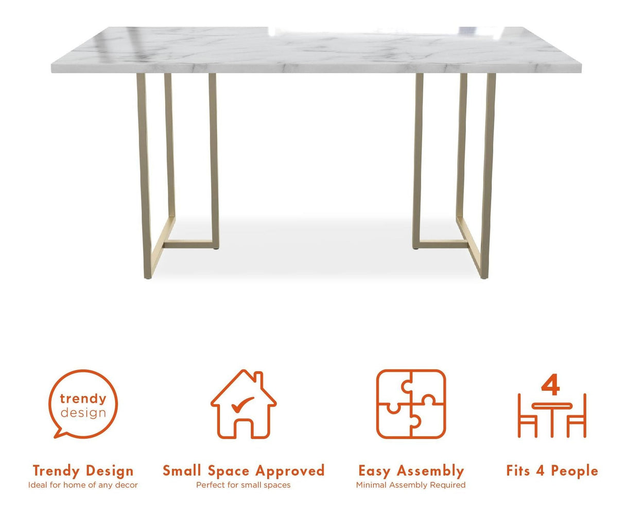 Astor Dining Table, White Marble Look