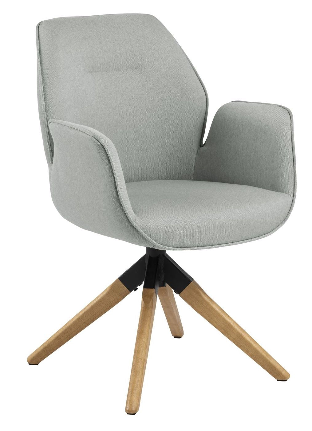 Boston Dining chair with armrests, light gray fabric