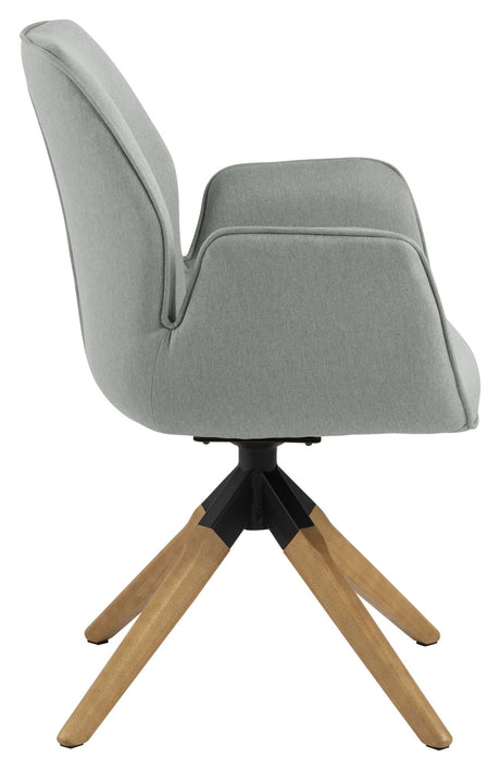 Boston Dining chair with armrests, light gray fabric