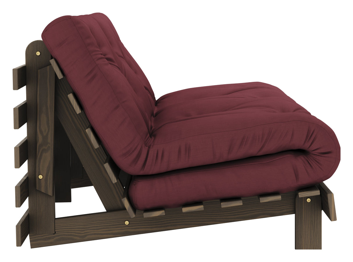 Roots 160 Sofa bed, Brown lacquered pine, Bordeaux