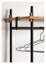 Shelving System w. shackle bar, 1 bay, 4 shelves, H:200, Oak/Black