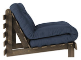 Roots 90 Sofa bed, Brown lacquered pine, Navy