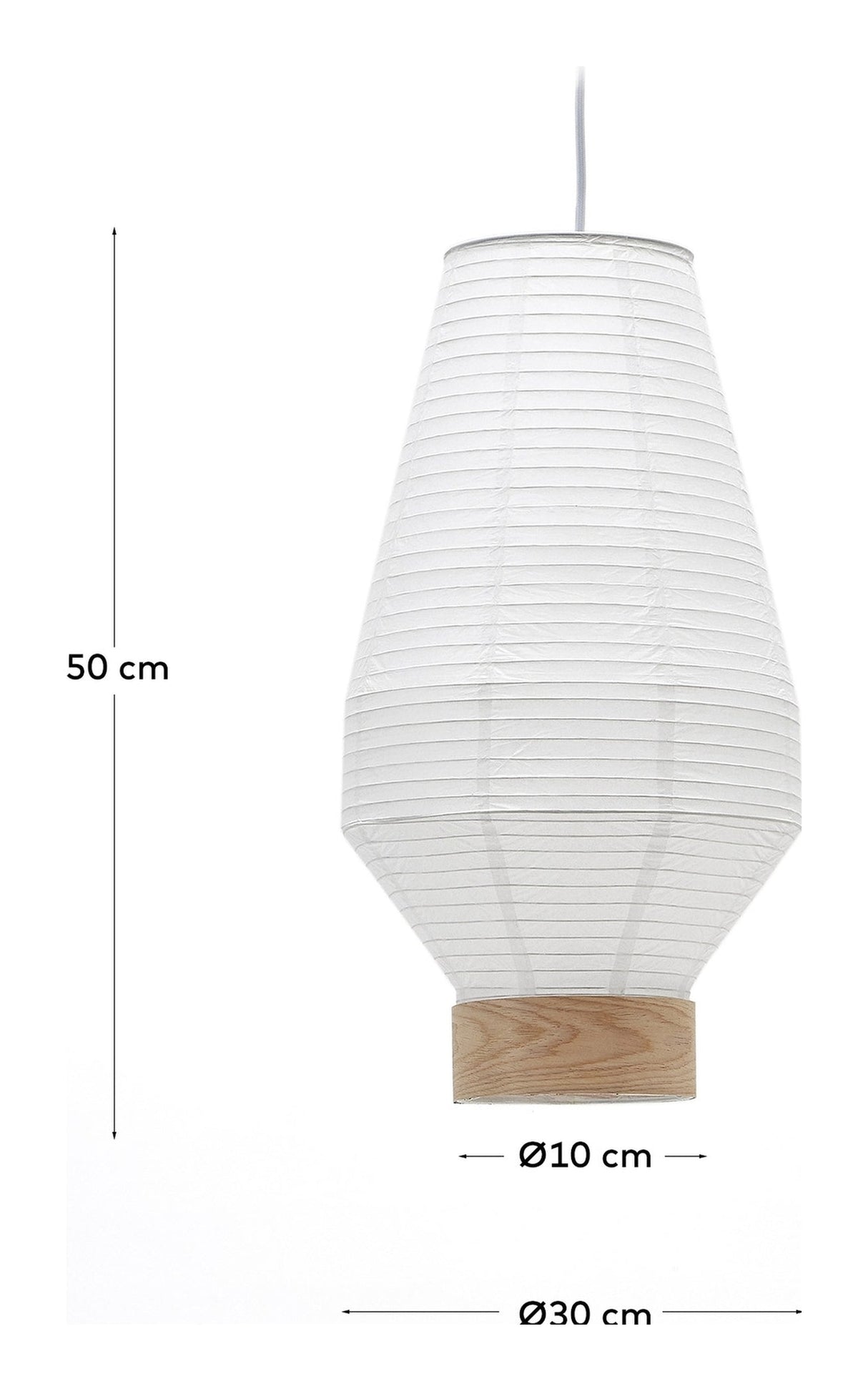 Hila Ceiling Lamp Screen, White Paper with natural wood veneer, Ø30